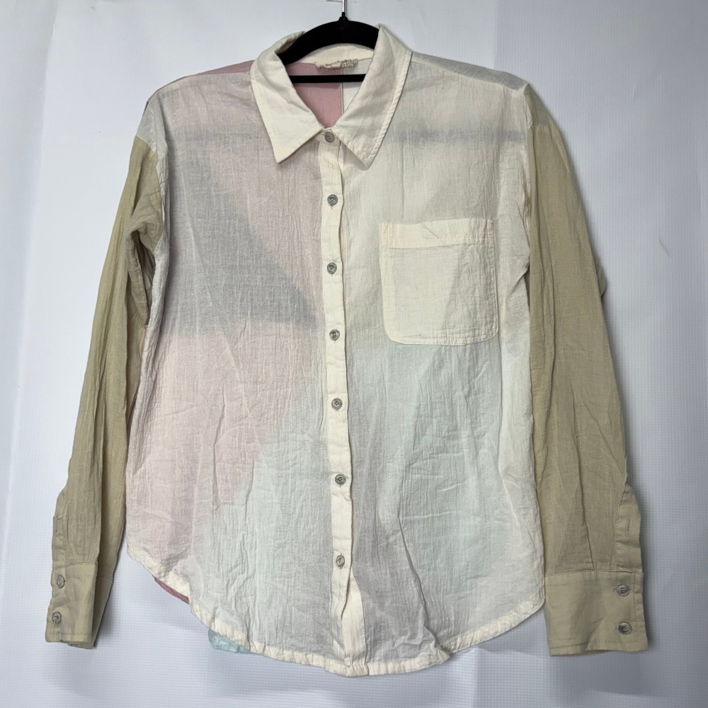 Mystree Color Block Burst Rayon Button Down Shirt Women's‎ Small Western Prairie